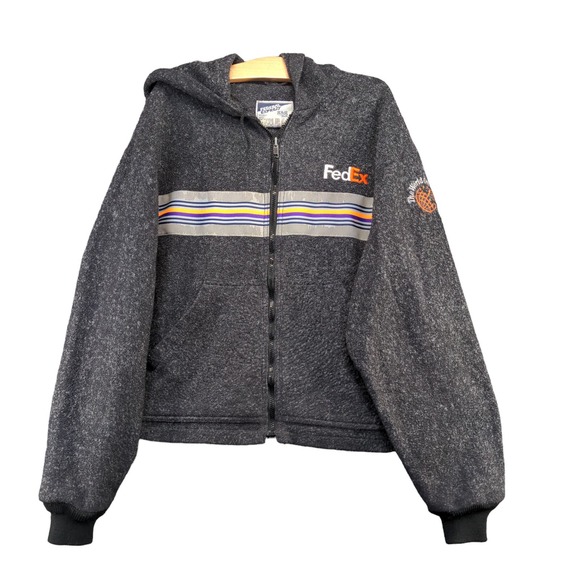 FedEX stan herman / ニット ジップアップ 刺繍 デザイン古着 - Stan 